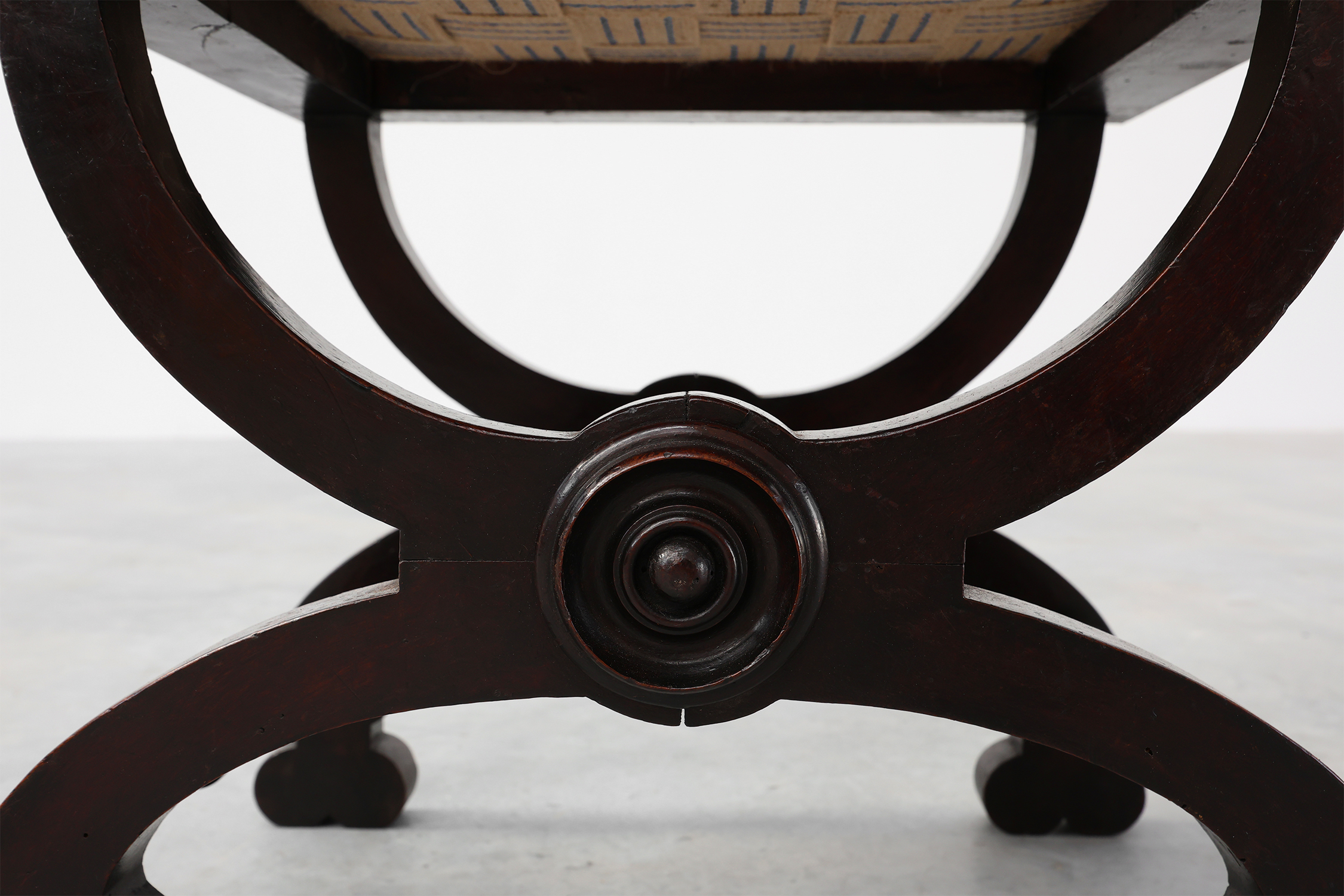 Pair of neoclassical stools with X-circular base, France ca. 1900thumbnail